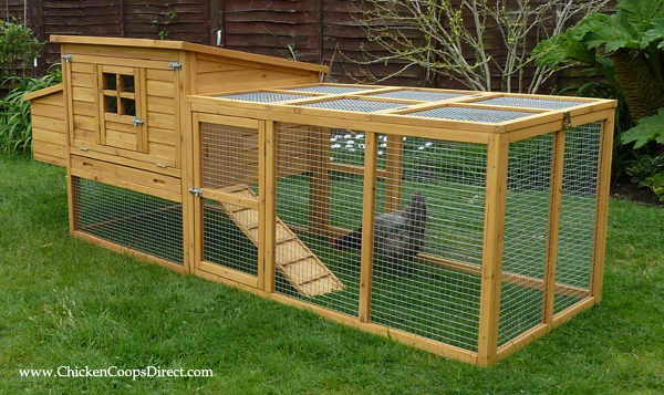 The large run can be either permanently attached to the coop or simply 